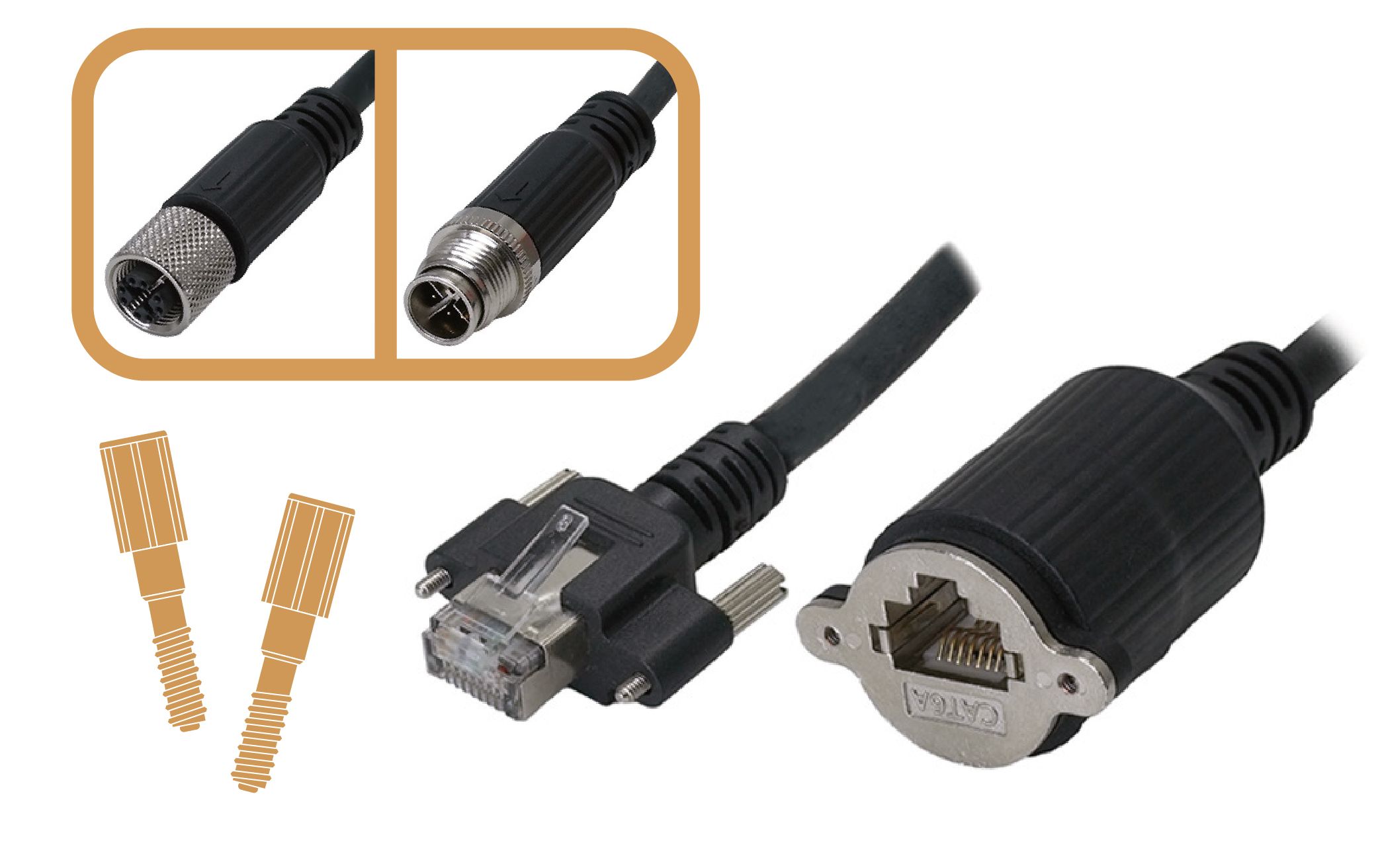 IP-67 Rated M12 to - IP-67 M12 to Screw-Lock RJ45